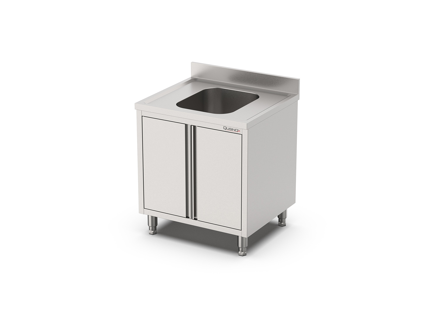 Nerūdijančio plieno stalas su plautuve ir durelėmis