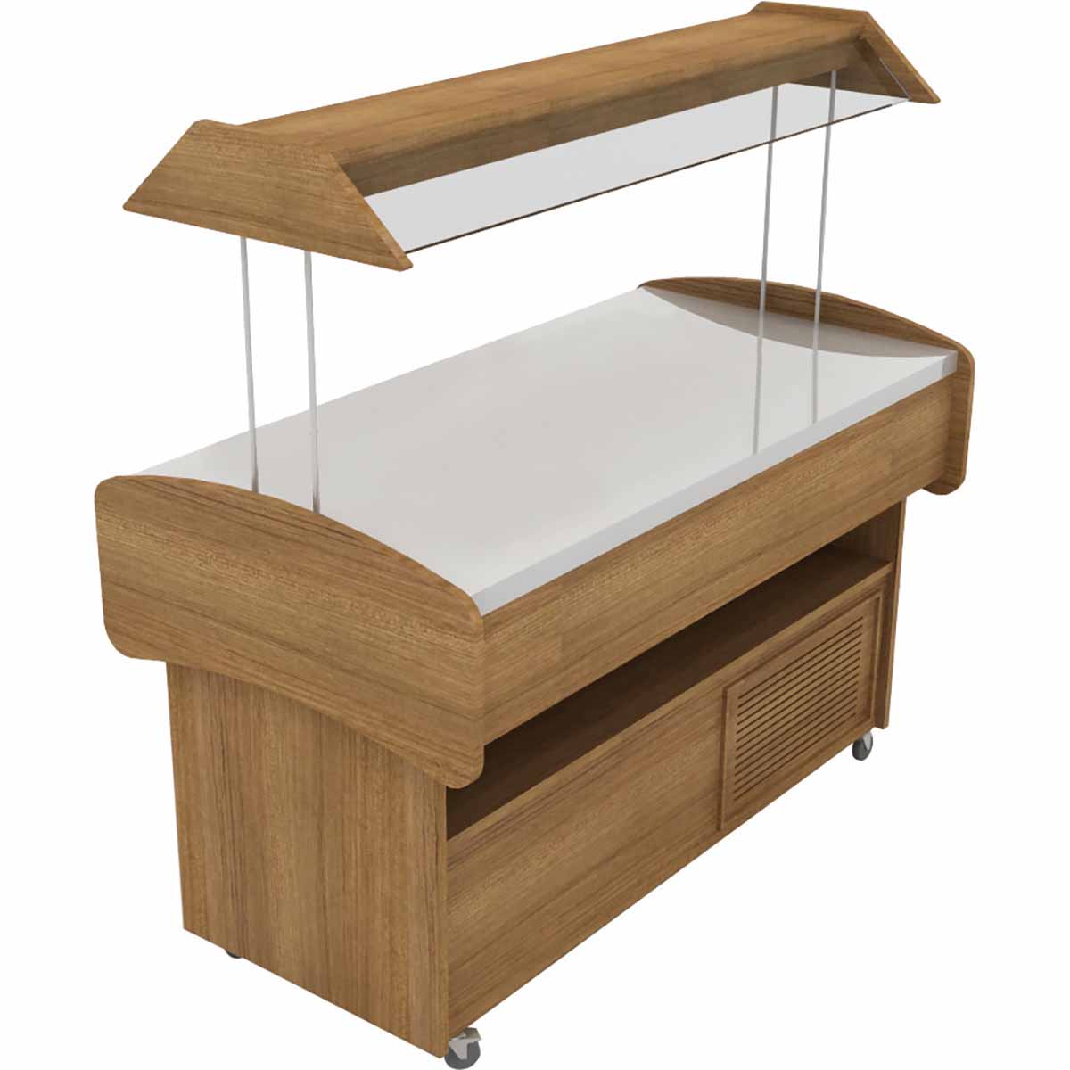 Šaldoma savitarninė vitrina plokščiu paviršiumi.